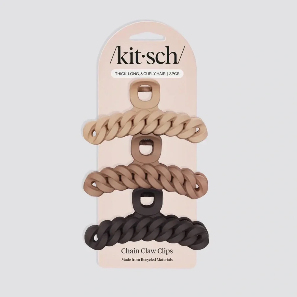 Kitsch Chain Claw Clips - Brown, Dark Brown & Tan 3-Pack